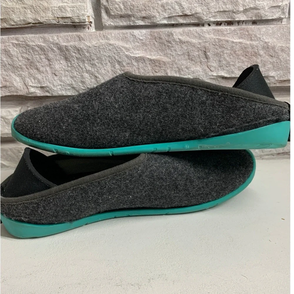 Mahabis Curve Grey Blue Wool Felt Neoprene Heel Womens 8.5-9 Mens 7-7.5